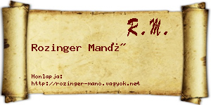Rozinger Manó névjegykártya